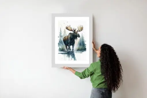 Poster Elch Mit Wasserfarben Bemalt