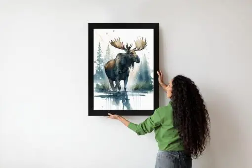 Poster Elch Mit Wasserfarben Bemalt