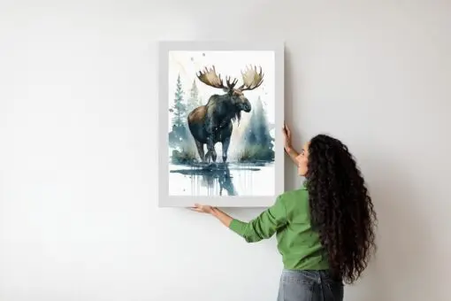 Poster Elch Mit Wasserfarben Bemalt