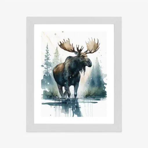Poster Elch Mit Wasserfarben Bemalt