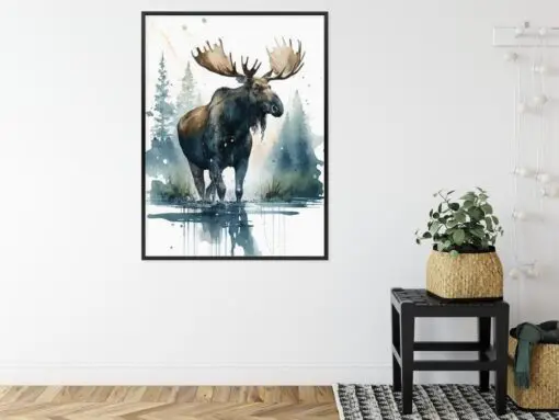 Poster Elch Mit Wasserfarben Bemalt