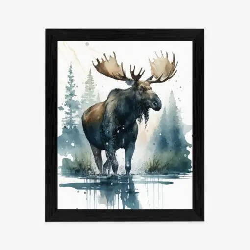 Poster Elch Mit Wasserfarben Bemalt