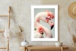 Poster Flamingo Mit Blumen Auf Dem Kopf