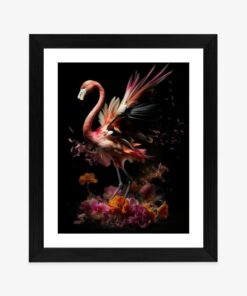 Poster Flamingo Mit Blumen In Surrealer Illustration