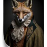 Poster Fuchs In Retro-Kleidung