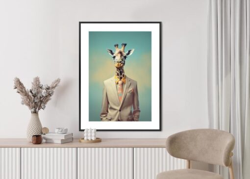 Poster Giraffe Als Bräutigam Im Kostüm