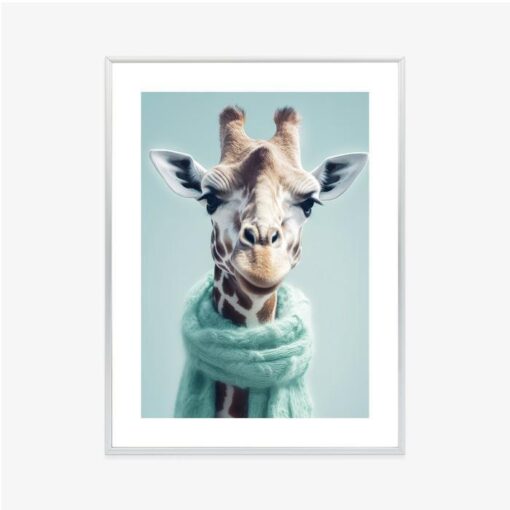 Poster Giraffe In Einem Seladon-Schal