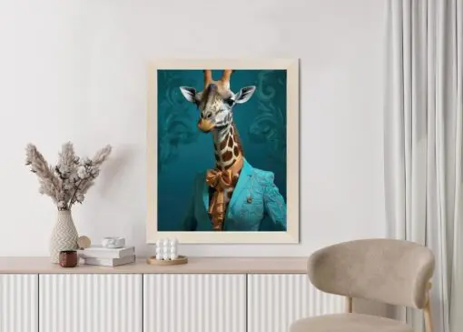 Poster Giraffe In Menschlicher Kleidung