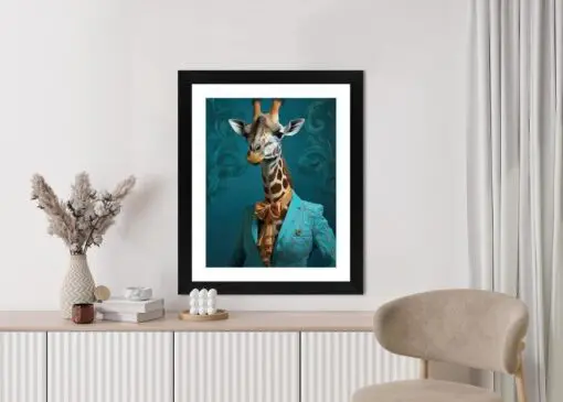 Poster Giraffe In Menschlicher Kleidung