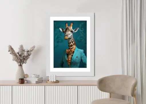 Poster Giraffe In Menschlicher Kleidung