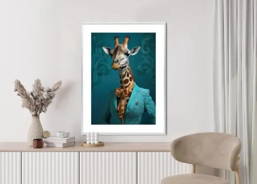 Poster Giraffe In Menschlicher Kleidung