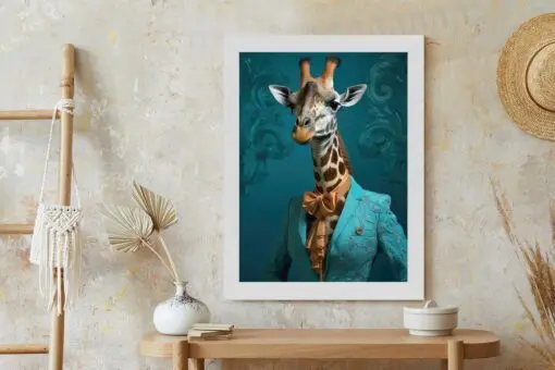 Poster Giraffe In Menschlicher Kleidung