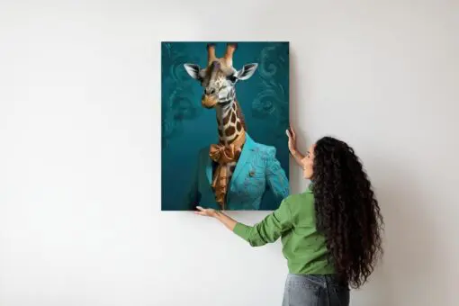 Poster Giraffe In Menschlicher Kleidung