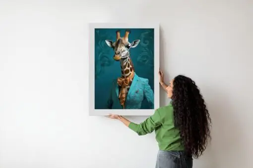 Poster Giraffe In Menschlicher Kleidung