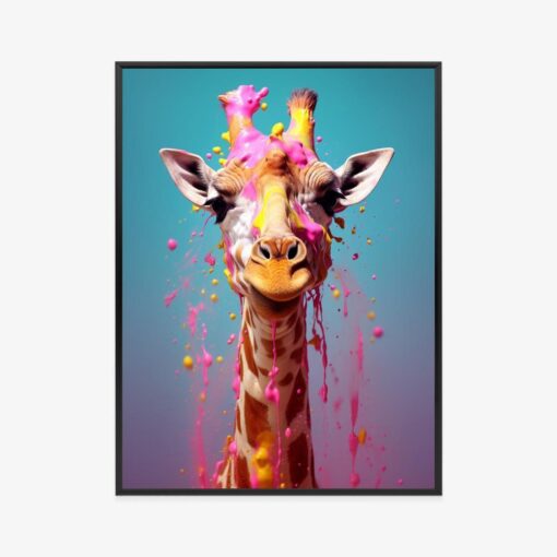 Poster Giraffe In Rosa Farbe