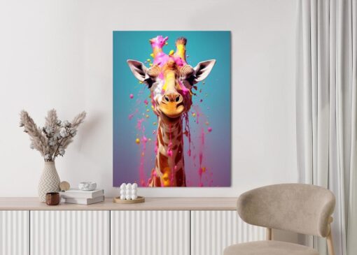 Poster Giraffe In Rosa Farbe