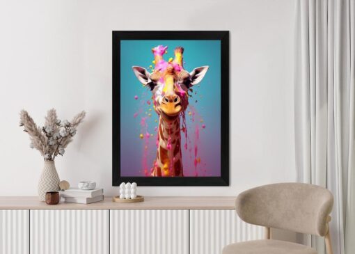 Poster Giraffe In Rosa Farbe