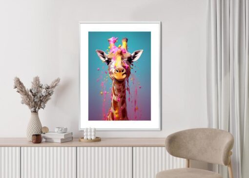 Poster Giraffe In Rosa Farbe