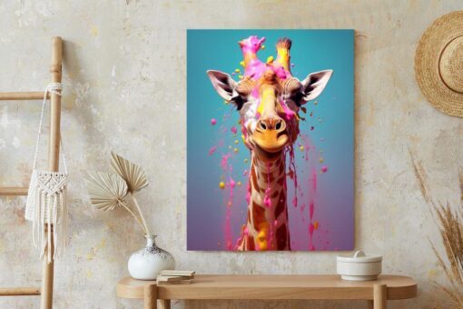 Poster Giraffe In Rosa Farbe