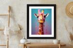 Poster Giraffe In Rosa Farbe