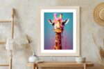 Poster Giraffe In Rosa Farbe