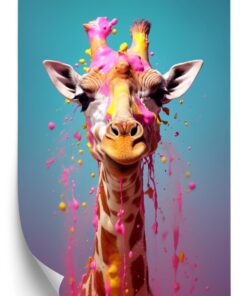 Poster Giraffe In Rosa Farbe