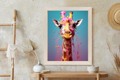 Poster Giraffe In Rosa Farbe