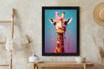 Poster Giraffe In Rosa Farbe