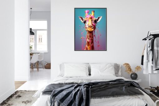 Poster Giraffe In Rosa Farbe