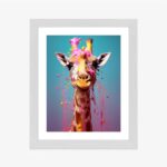 Poster Giraffe In Rosa Farbe