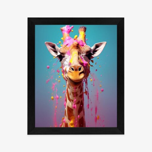 Poster Giraffe In Rosa Farbe