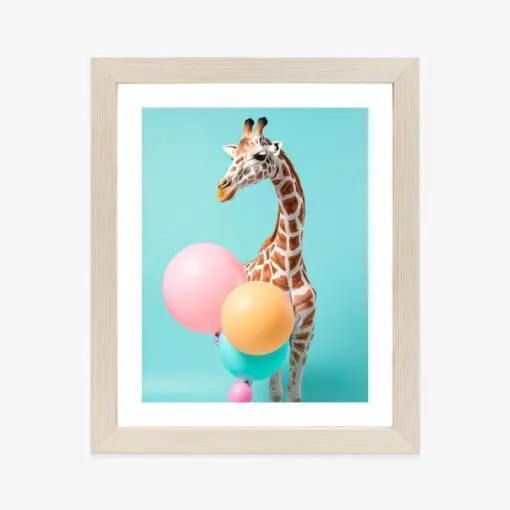 Poster Giraffe Mit Luftballons