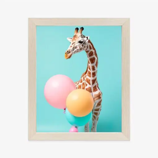 Poster Giraffe Mit Luftballons