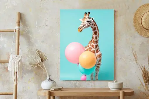 Poster Giraffe Mit Luftballons