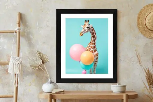 Poster Giraffe Mit Luftballons