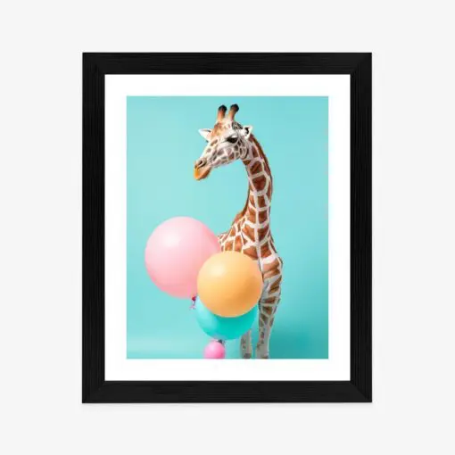 Poster Giraffe Mit Luftballons
