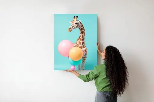 Poster Giraffe Mit Luftballons