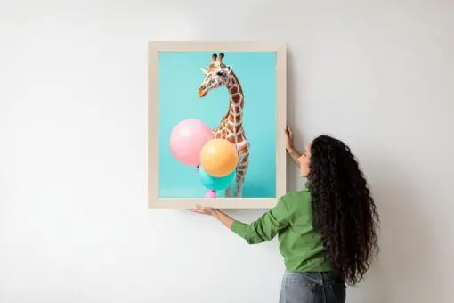 Poster Giraffe Mit Luftballons