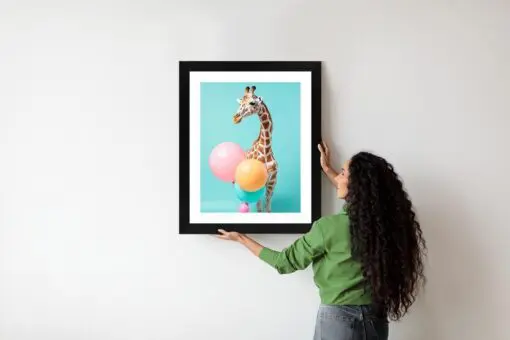 Poster Giraffe Mit Luftballons