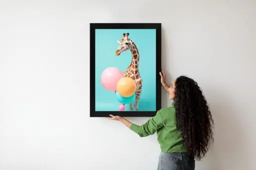 Poster Giraffe Mit Luftballons