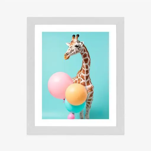 Poster Giraffe Mit Luftballons