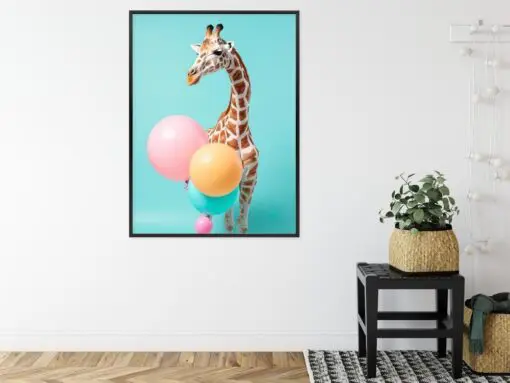 Poster Giraffe Mit Luftballons