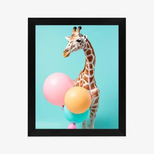 Poster Giraffe Mit Luftballons