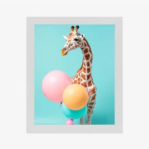 Poster Giraffe Mit Luftballons