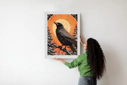 Poster Grafik Mit Einem Raben Im Winter