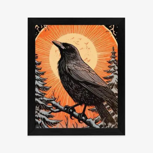 Poster Grafik Mit Einem Raben Im Winter