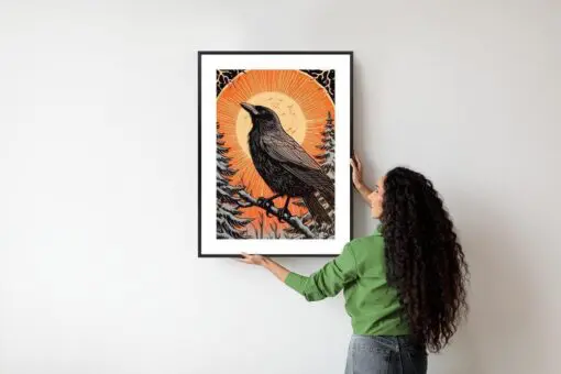 Poster Grafik Mit Einem Raben Im Winter