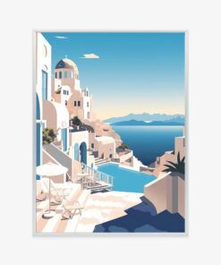 Poster Griechische Architektur In Santorini Und Im Blauen Meer