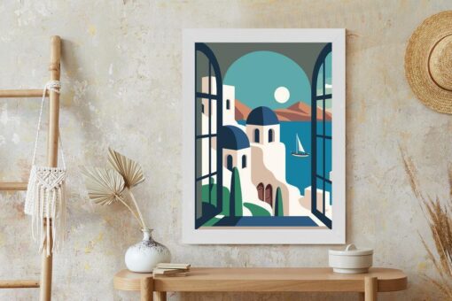 Poster Griechische Santorini-Illustration