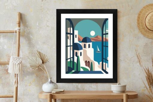 Poster Griechische Santorini-Illustration
